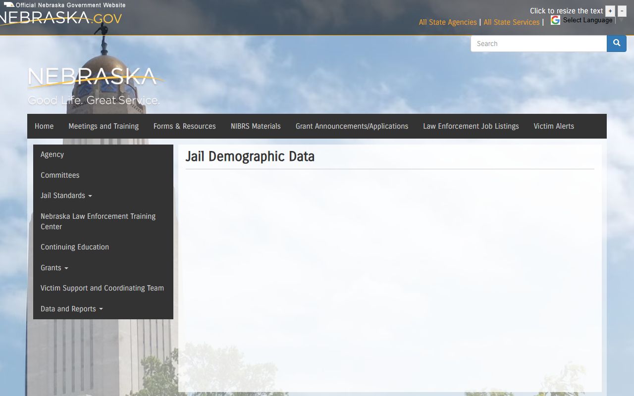 Merrick County inmate population Nebraska jail demographic dashboard